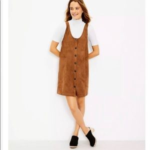 LOFT- Faux Suede Button Down Dress